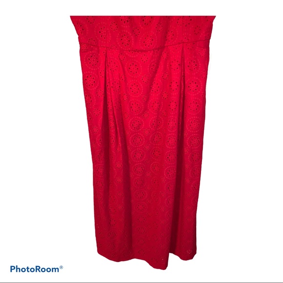 Anthropologie Red Sz 14 Kari Eyelet Midi Dress NWT - Picture 5 of 10